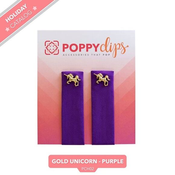 PoppyClips Gold Unicorn - Purple - Picture 1 of 5